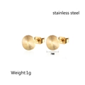 Golden 7mm geometric round stainless steel stud earrings with sunburst texture - Round / Gold