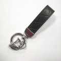 Multifunctional black braided leather keychain with polished silver zinc alloy ring - Black (Silver Hardware)