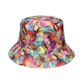 Tropical bucket hat featuring colorful butterfly and beetle floral print on white background - Artistic Insect Illustration Print (B)