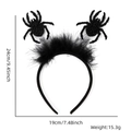 Diadema de Halloween con plumas negras y arañas con purpurina, tamaño de 24x19 cm - Araña de Plumas Negras