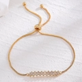 Adjustable 18K gold-plated bracelet with baguette-cut zircon stones in a sleek design - Gold Baguette Zirconia
