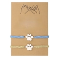 Sky blue and light gold woven bracelets with hollow paw prints on card - Blue Gold Paw Prints(ZJ12323)