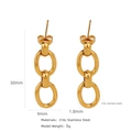 Minimalist golden 316L stainless steel triple link earrings with 30mm height dimension - Triple Ring Chain Style (HE0016G13)