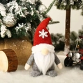 Christmas gnome plush doll with red snowflake hat and grey body for holiday decoration - Red Hat with Snowflake