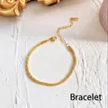 Minimalist 18K gold plated sparkling twisted rope chain bracelet with lobster clasp - Starry Chain Bracelet / Gold