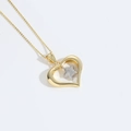 Collier cœur doré avec pendentif étoile argentée et pavage de zircons cubiques - Étoile Cœur