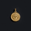 18K gold-plated titanium steel pendant with Veni Sancte Spiritus dove engraving - M12 (Dove VENI Inscription)