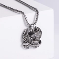 Punk eagle pendant necklace in silver stainless steel with Live to Ride engraving - Steel Color Eagle Necklace (With 60cm Chain)