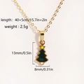 Detailed view of gold necklace with green Christmas tree pendant and size measurements - Gold Zirconia Christmas Tree