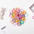 Set of colorful elastic hair ties for girls in pink, purple, yellow, and blue shades - 2cm Nylon Multicolor