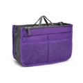Organizador de bolsos de nailon morado con múltiples bolsillos de malla y asas dobles - Morado