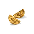 Boucles d'oreilles dorées irrégulières double couche avec surface texturée - Style Demi-cercle Martelé (YYE023552)