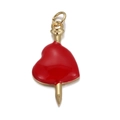 Gold-plated heart pendant with red enamel inlay for DIY necklaces and jewelry crafting - Red Heart Pierced with Nail (CX148-03)