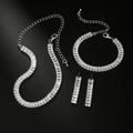 Elegant silver zircon jewelry set with necklace bracelet and earrings on black background - G0032 Silver 3-Piece Set