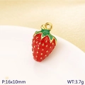 Red strawberry enamel pendant in 304 stainless steel, size 16x10mm for DIY jewelry - Red Strawberry Small Style (KLJ10198-ZLA)