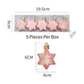 Pink star shaped Christmas ornaments with tree patterns in a pack of five pieces - Electroplated Painted Hexagonal Star / Rose Gold