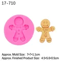 Pink silicone gingerbread man mold with a finished resin craft showing specific dimensions - Gingerbread Man / Pink
