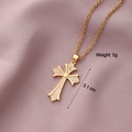 Collana con ciondolo a croce placcata in oro con zirconi e catena a O, lunghezza 3,1 cm - Croce 2