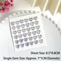 3D holographic heart gem stickers for kids with iridescent crystal resin finish - S Size Transparent (36 Pcs/Sheet)
