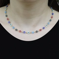 Colorful Evil Eye charm necklace with gold chain and multi-colored enamel beads - Gold Multicolor Necklace