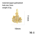 Pendentif trèfle étoile plaqué or 18 carats avec zircone pour bijoux artisanaux - Feuille d'Érable Dorée M (M-1)