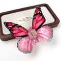 Pink gradient butterfly hair claw clip with realistic patterns on a wooden tray - Pink Pomelo Butterfly 11.8CM