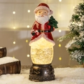 Weihnachtsmann Schneekugel Laterne mit wirbelnden Pailletten und warmem LED-Licht - Weihnachtsmann / Große Laterne