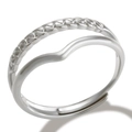 Zilveren verstelbare dubbellaagse ring met geweven textuur en hartvormig curve design - Zilveren Dubbellaags Gevlochten Hart Curve Stijl (R981S)