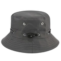 Grey functional bucket hat with adjustable sport drawstring and breathable side eyelets - Adjustable / Gray