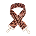 Close-up of leopard print shoulder strap with adjustable golden lobster claw hardware - Amber Brown Leopard (Style 8)