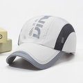 Grey quick-dry mesh baseball cap with reflective DING lettering for sports - Adjustable / Light Gray