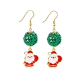 Detail of Christmas Santa earrings with green glitter ball and gold-tone hooks - Santa with Green Glitter Ball