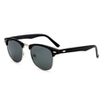Classic semi-rimless Clubmaster sunglasses with black top frame and silver metal bridge - Black Silver Frame Grey Lens (Thick Leg)