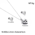 Silver heart necklace and earrings set with MAO engraving on white background - Steel Color (KS132882-KFC)