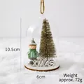 Christmas glass globe ornament with gold tree and XMAS figurine on wooden base - Hanging Glass Dome - Boy (72g)