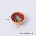Miniature spicy boiled fish food model in golden bowl, 3cm dollhouse keychain accessory - 3cm Gold Bowl-No.14 (No Hook)