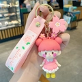 Rosa Sakura Schlüsselanhänger mit weichem Silikonarmband und Blumenanhänger - Sakura Schüchternes Mädchen