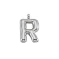 Silver R bubble letter pendant in 3D balloon style made of durable stainless steel - Letter R-Pendant Only / Silver