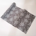 Dark grey Christmas table runner with white snowflake print on woven linen fabric - White Snowflake / Gray