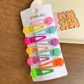 Set of 10 colorful heart-shaped luminous hair clips on white display card - Jelly Heart (Luminous)