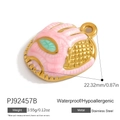 Pink enamel shell pendant in gold-plated stainless steel with size measurements - Pink Shell Shaped Pendant (PJ92457B)
