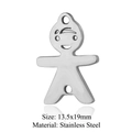 Silberner Edelstahl-Anhänger in Jungenform für DIY-Schmuck, Größe 13,5x19mm - Abstrakte Figur Anhänger (Pendant Only) (JA428-1-1)