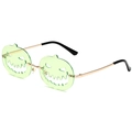 Green pumpkin face sunglasses with gold metal frame for Halloween party costumes - Gold Frame Green