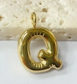 Goldener Puffy-Buchstabe Q Anhänger aus Edelstahl mit polierter Oberfläche für DIY - Buchstabe-Q / Gold