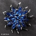 Luxurious 6.1x6.5cm vintage brooch with dark blue crystals and black pave diamonds - Sapphire Large Snowflake