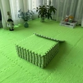 Fluorescent green plush foam floor tiles for bedroom with interlocking拼接 puzzle edges - Green