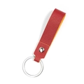 Porte-clés minimaliste en cuir double face rouge et jaune avec rivet et anneau en argent - Rouge et Jaune