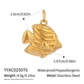 Detail view of gold tropical fish pendant with precise size and weight measurements - Tropical Fish (YYAC025076)