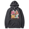 Sweat à capuche gris foncé Mama Est 2025 avec graphismes rétro et motifs marguerites - Gris clair