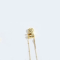 Gold lowercase letter g pendant necklace with sparkling white rhinestones on white background - Style F